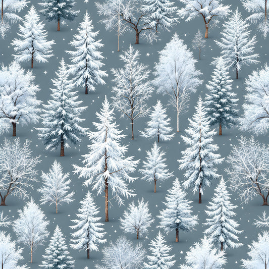 Frosty Winter Trees Pattern 11 Quilting Cotton Fabric