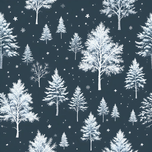 Frosty Winter Trees Pattern 12 Quilting Cotton Fabric