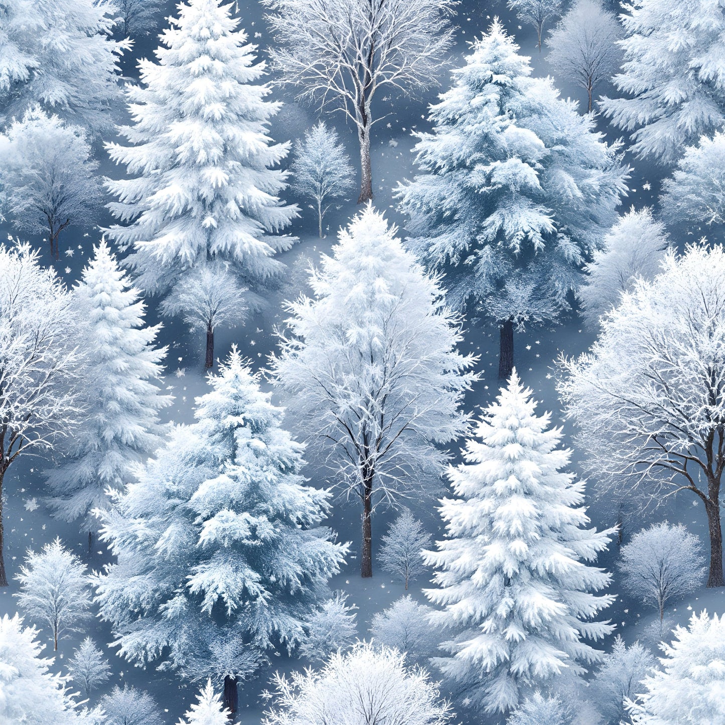 Frosty Winter Trees Pattern 13 Quilting Cotton Fabric