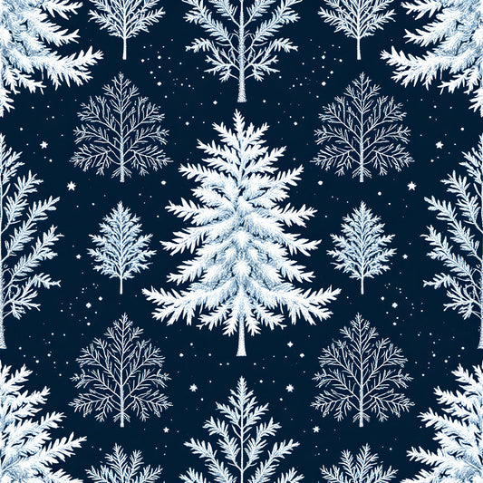 Frosty Winter Trees Pattern 14 Quilting Cotton Fabric