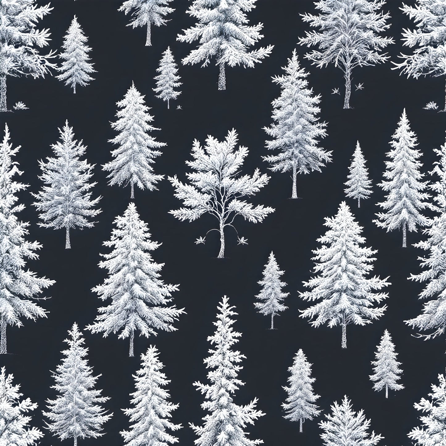 Frosty Winter Trees Pattern 15 Quilting Cotton Fabric