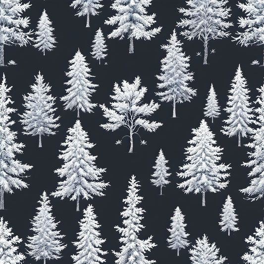 Frosty Winter Trees Pattern 15 Quilting Cotton Fabric