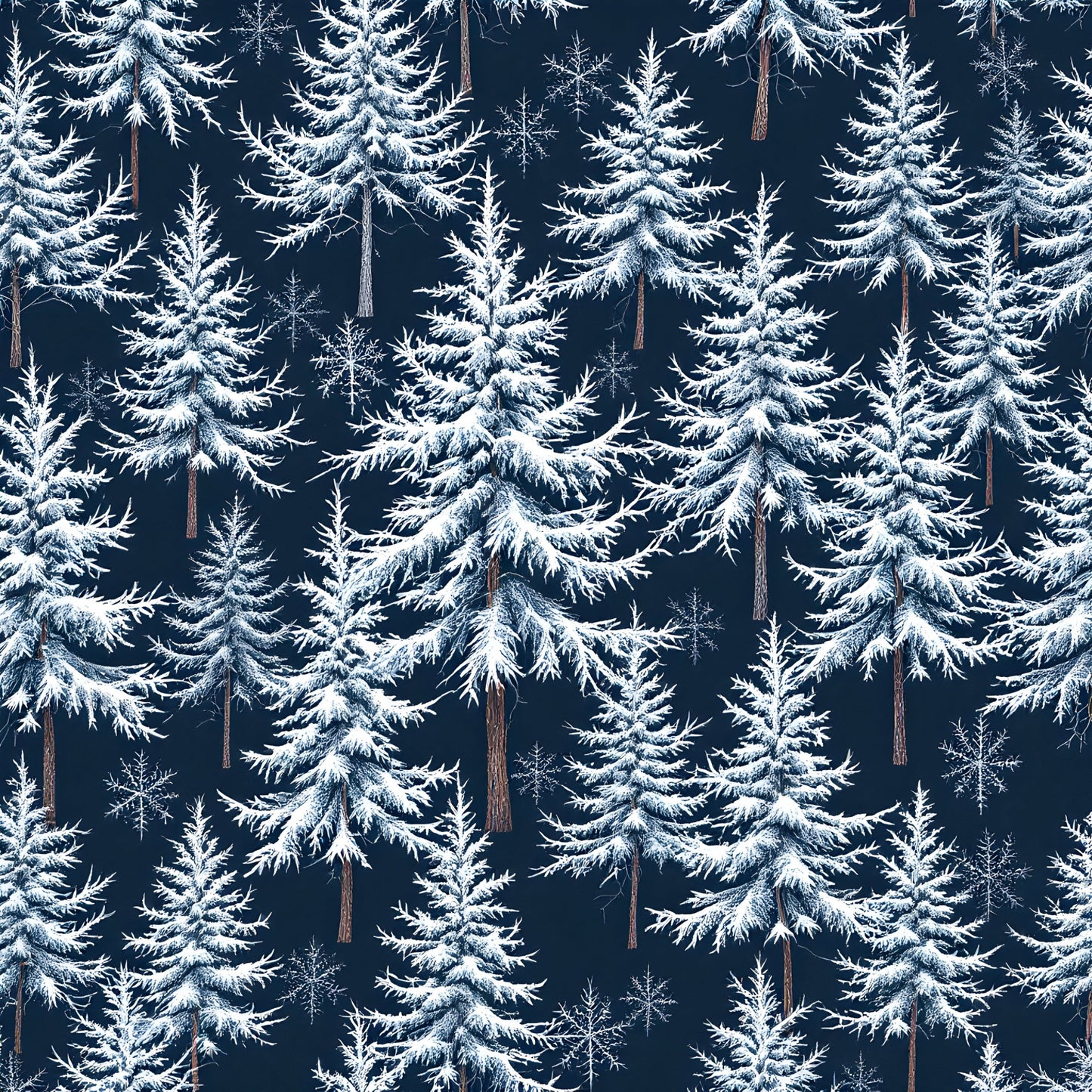 Frosty Winter Trees Pattern 1 Quilting Cotton Fabric