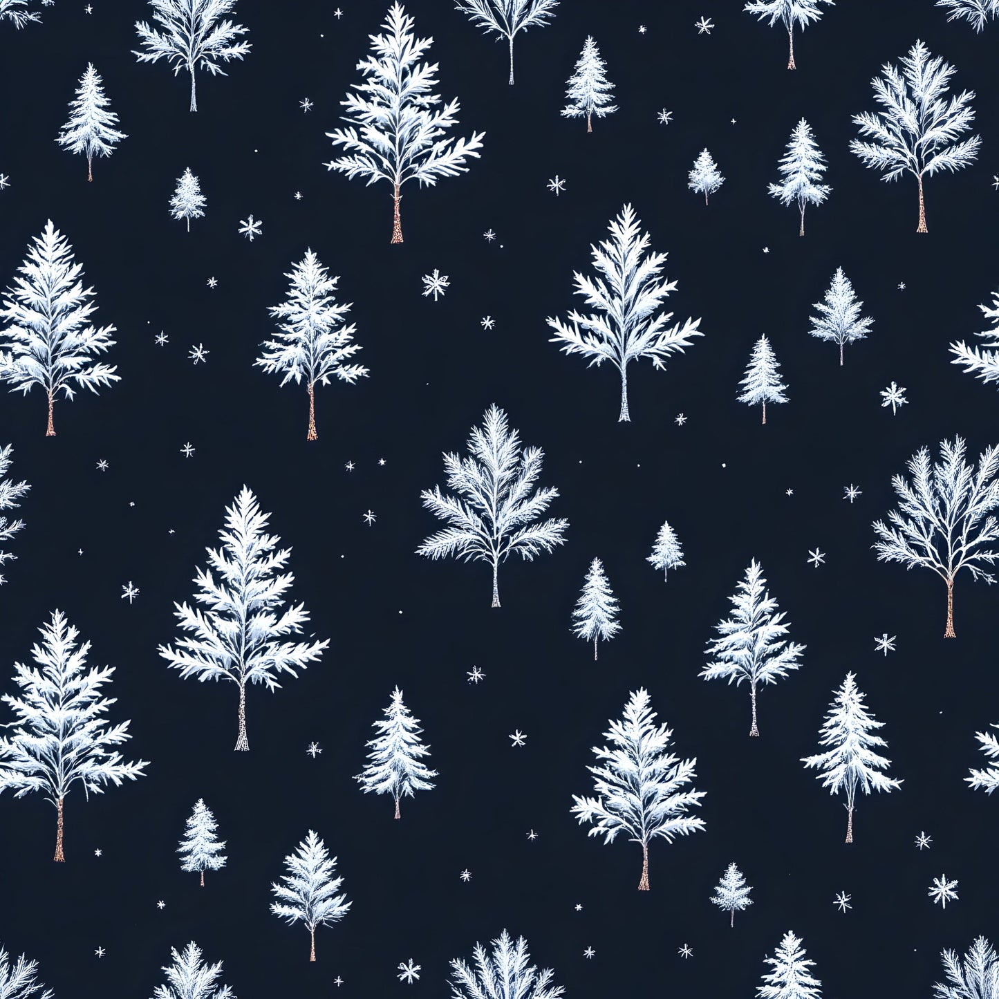 Frosty Winter Trees Pattern 2 Quilting Cotton Fabric