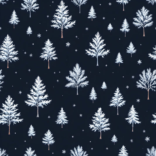 Frosty Winter Trees Pattern 2 Quilting Cotton Fabric