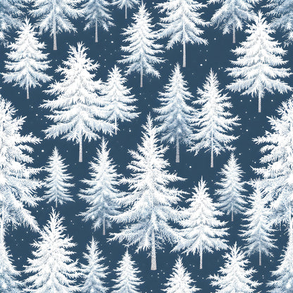 Frosty Winter Trees Pattern 6 Quilting Cotton Fabric