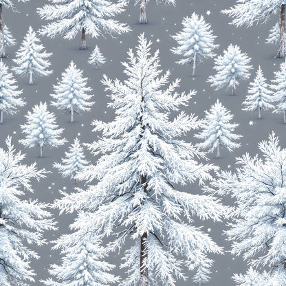Frosty Winter Trees Pattern 8 Quilting Cotton Fabric
