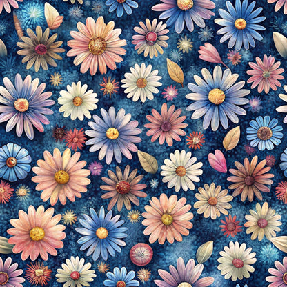 Funky Daisy Watercolor Pattern 13 Quilting Cotton Fabric