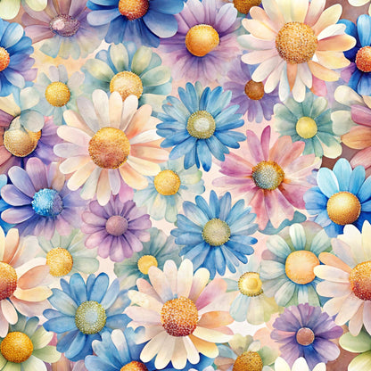 Funky Daisy Watercolor Pattern 14 Quilting Cotton Fabric