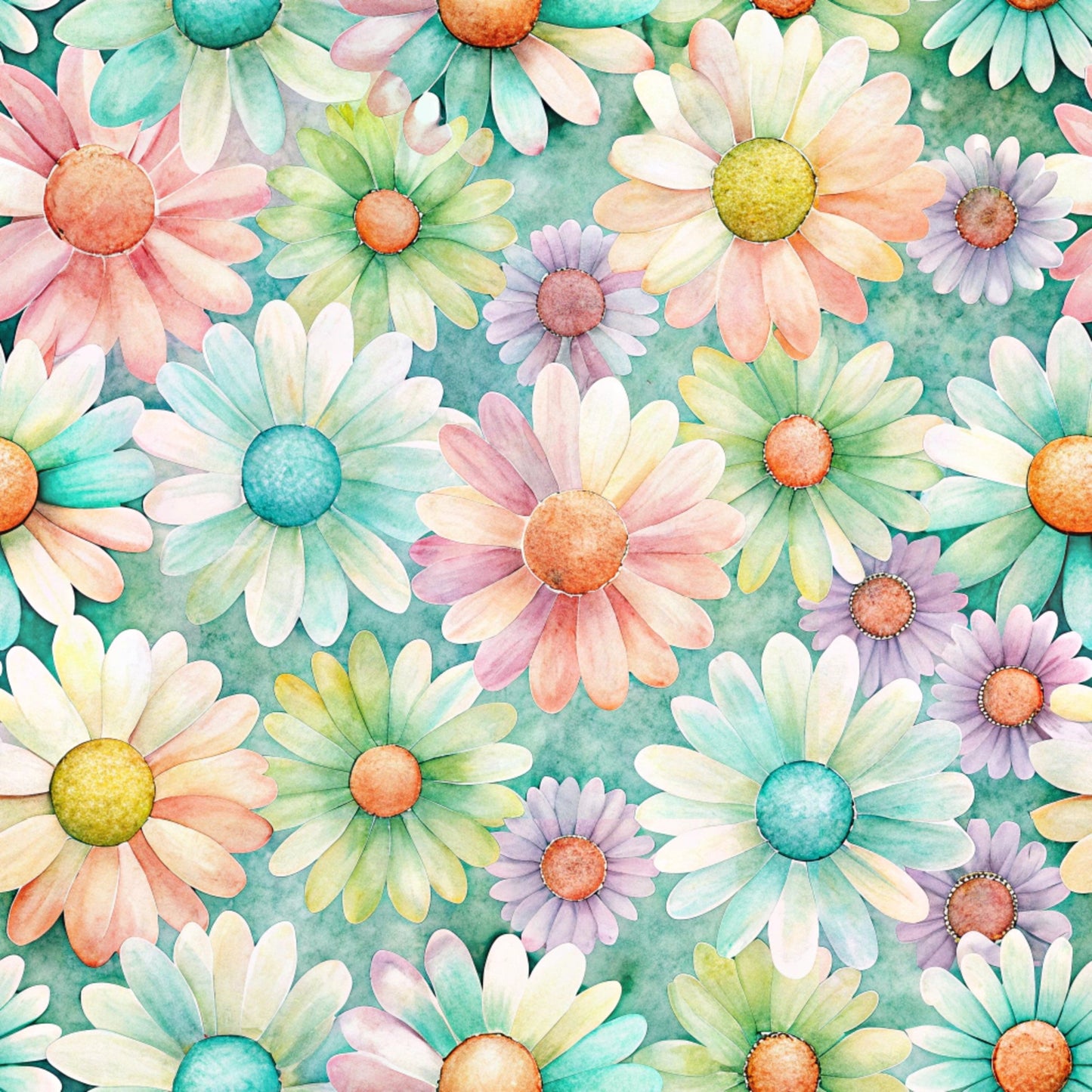 Funky Daisy Watercolor Pattern 15 Quilting Cotton Fabric