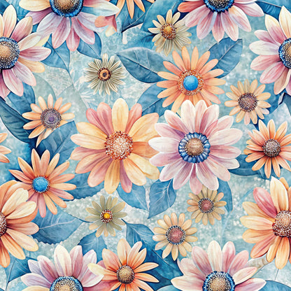 Funky Daisy Watercolor Pattern 19 Quilting Cotton Fabric