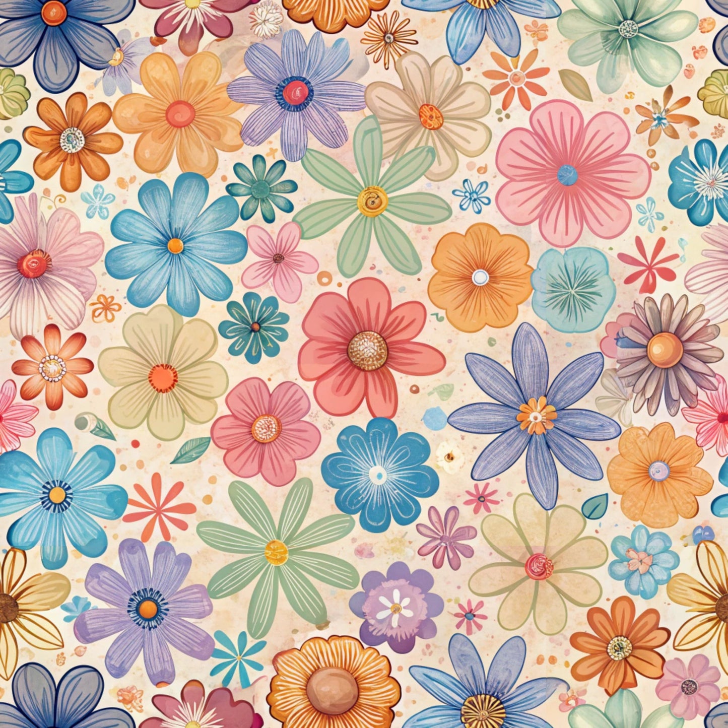 Funky Daisy Watercolor Pattern 21 Quilting Cotton Fabric