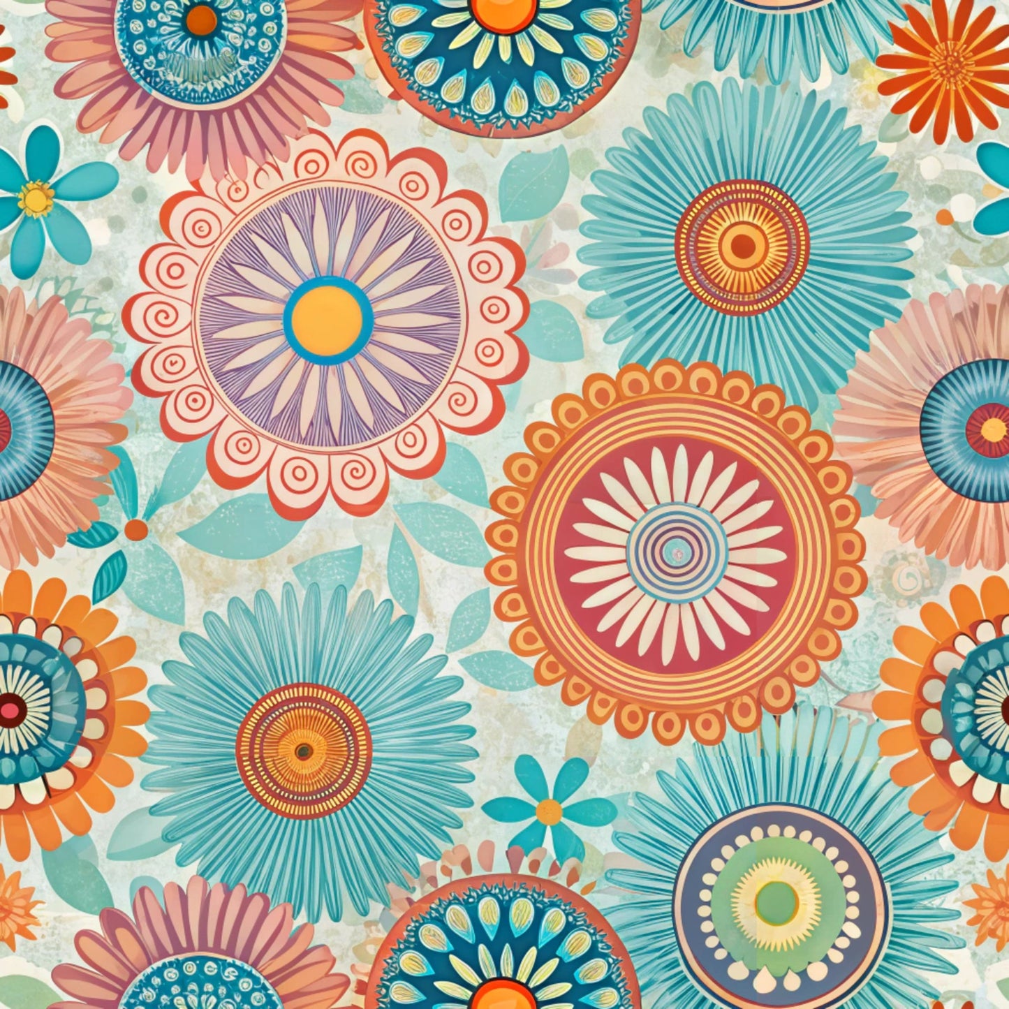 Funky Daisy Watercolor Pattern 23 Quilting Cotton Fabric