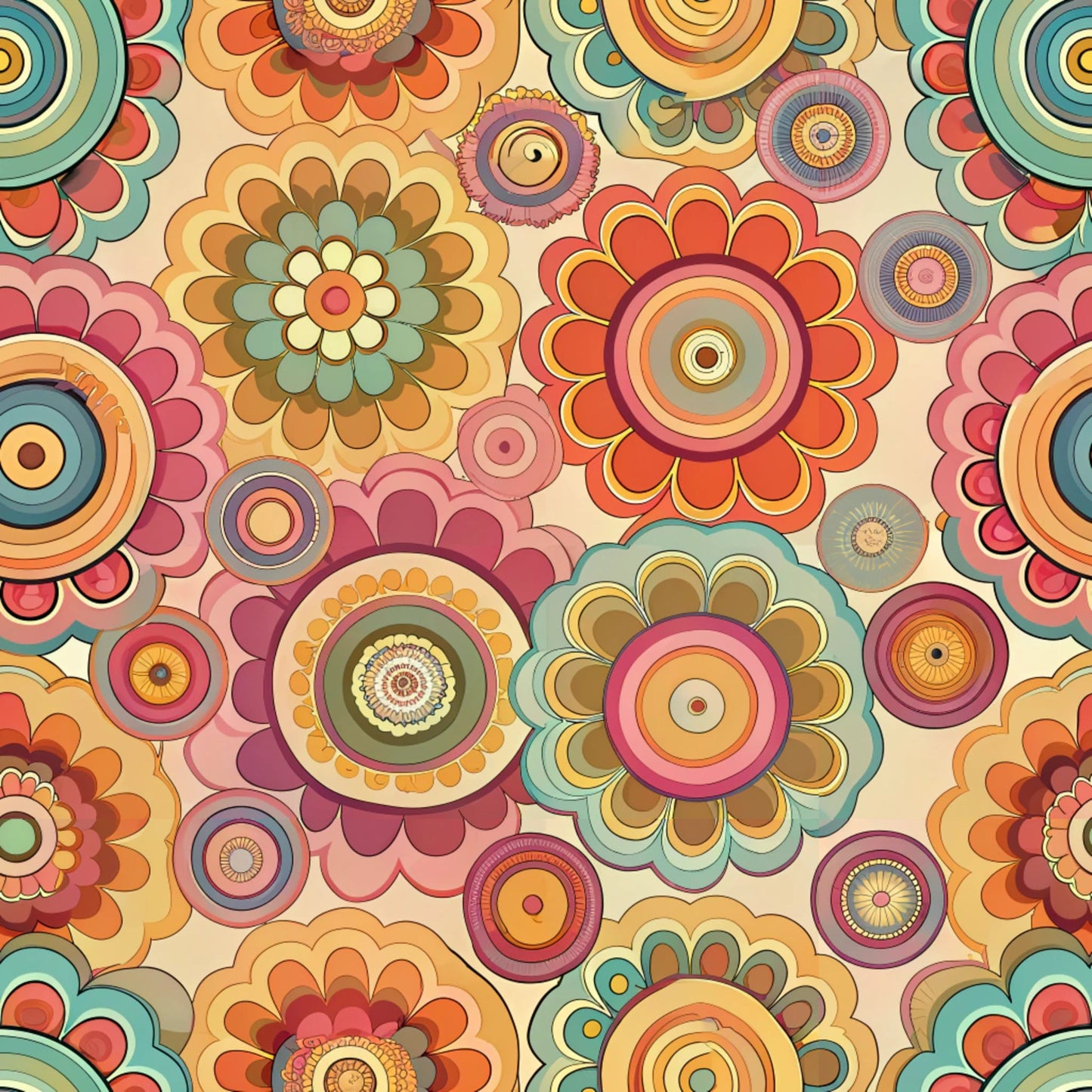 Funky Daisy Watercolor Pattern 24 Quilting Cotton Fabric
