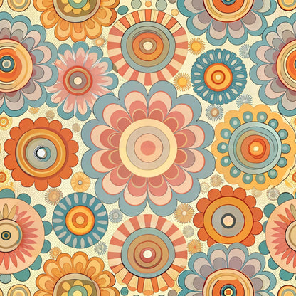 Funky Daisy Watercolor Pattern 25 Quilting Cotton Fabric