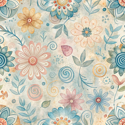Funky Daisy Watercolor Pattern 27 Quilting Cotton Fabric
