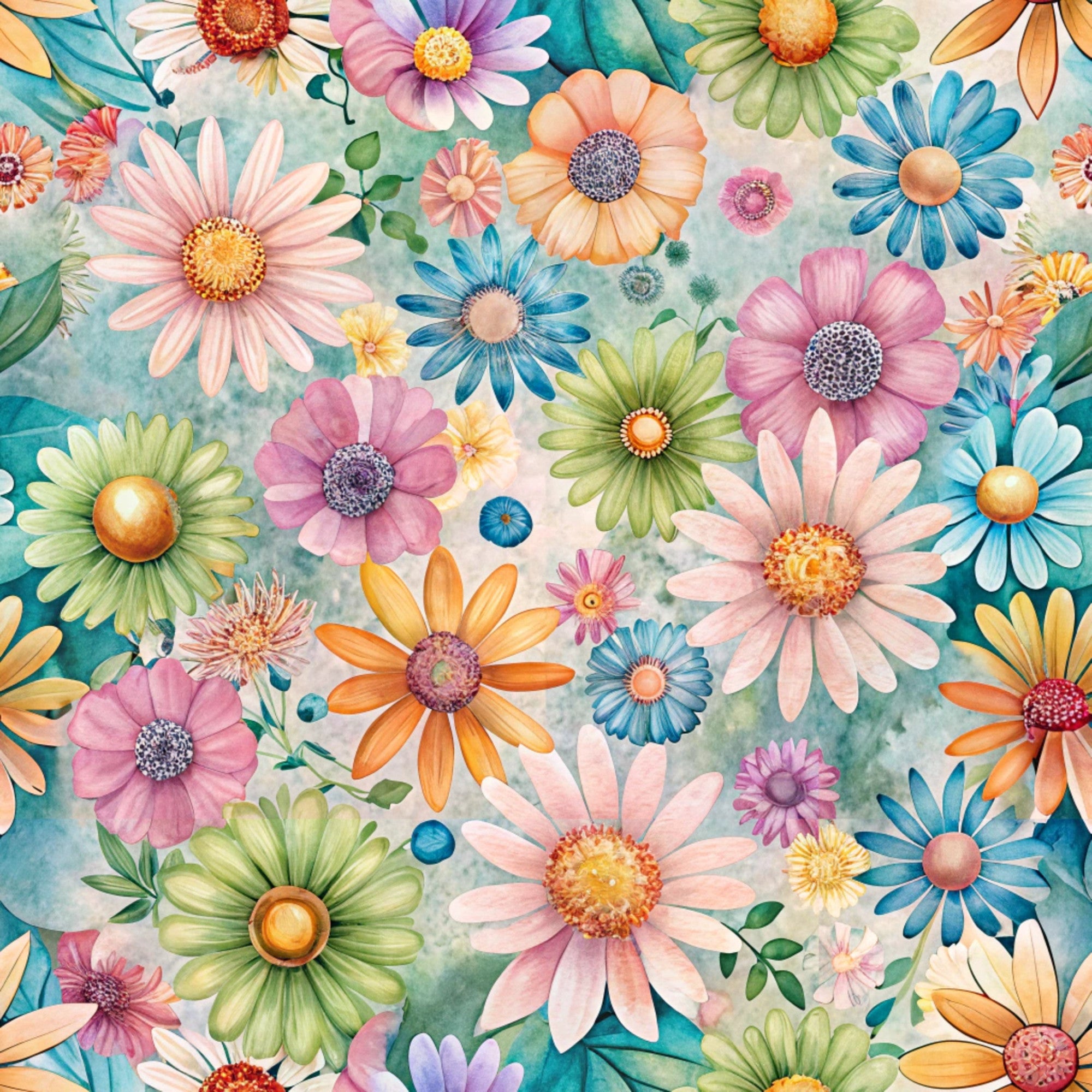 Funky Daisy Watercolor Pattern 28 Quilting Cotton Fabric ...