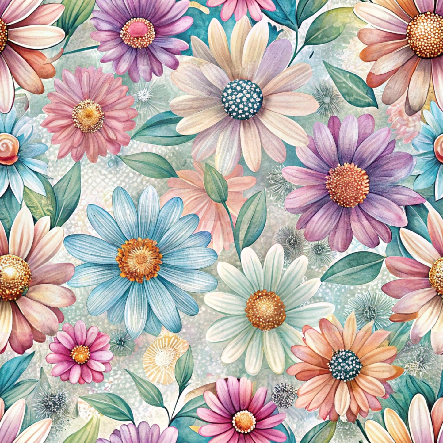 Funky Daisy Watercolor Pattern 29 Quilting Cotton Fabric