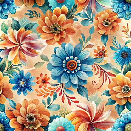 Funky Daisy Watercolor Pattern 6 Quilting Cotton Fabric
