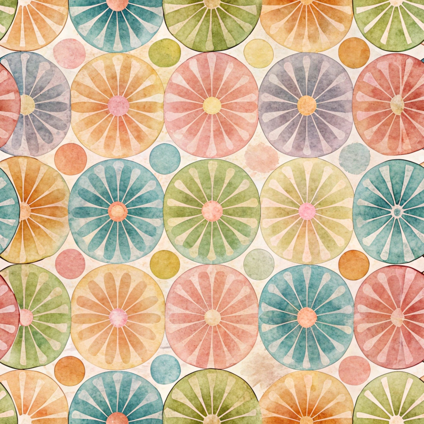 Funky Daisy Watercolor Pattern 8 Quilting Cotton Fabric