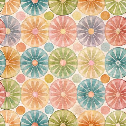 Funky Daisy Watercolor Pattern 8 Quilting Cotton Fabric
