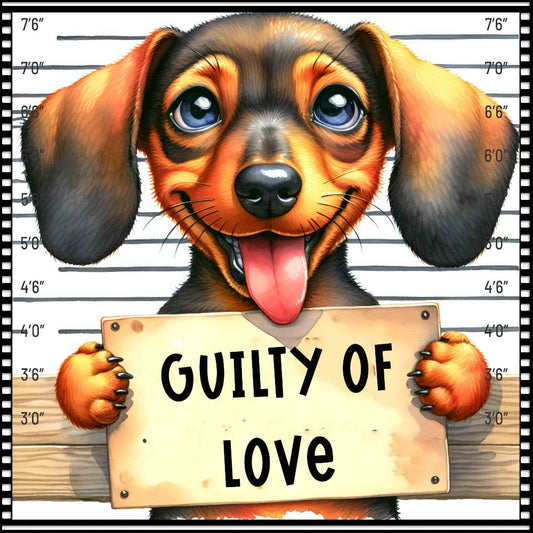 Funny Dog Mugshots Dachshund Fabric Panel