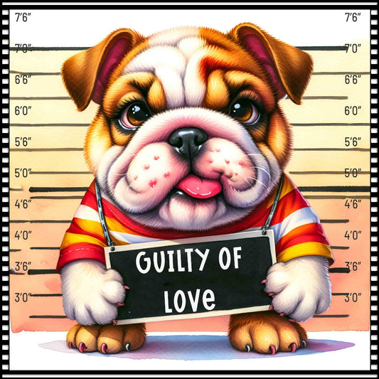 Funny Dog Mugshots English Bulldog Fabric Panel