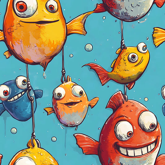 Funny Fish Faces Pattern 14 Quilting Cotton Fabric