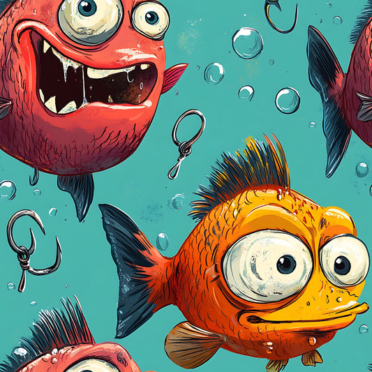 Funny Fish Faces Pattern 3 Quilting Cotton Fabric