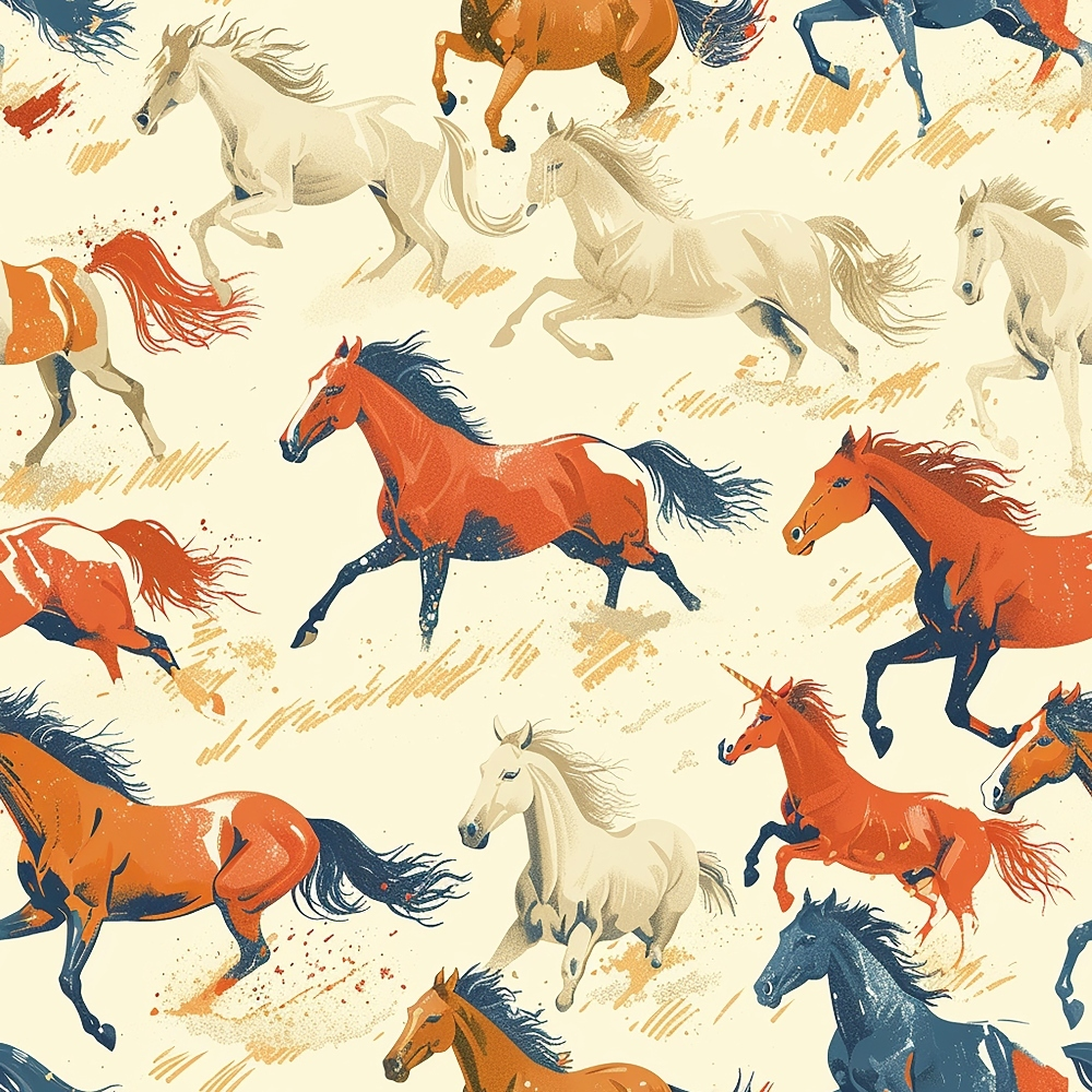 Galloping Horse Pattern 4 Quilting Cotton Fabric – FabricMegaStore.com