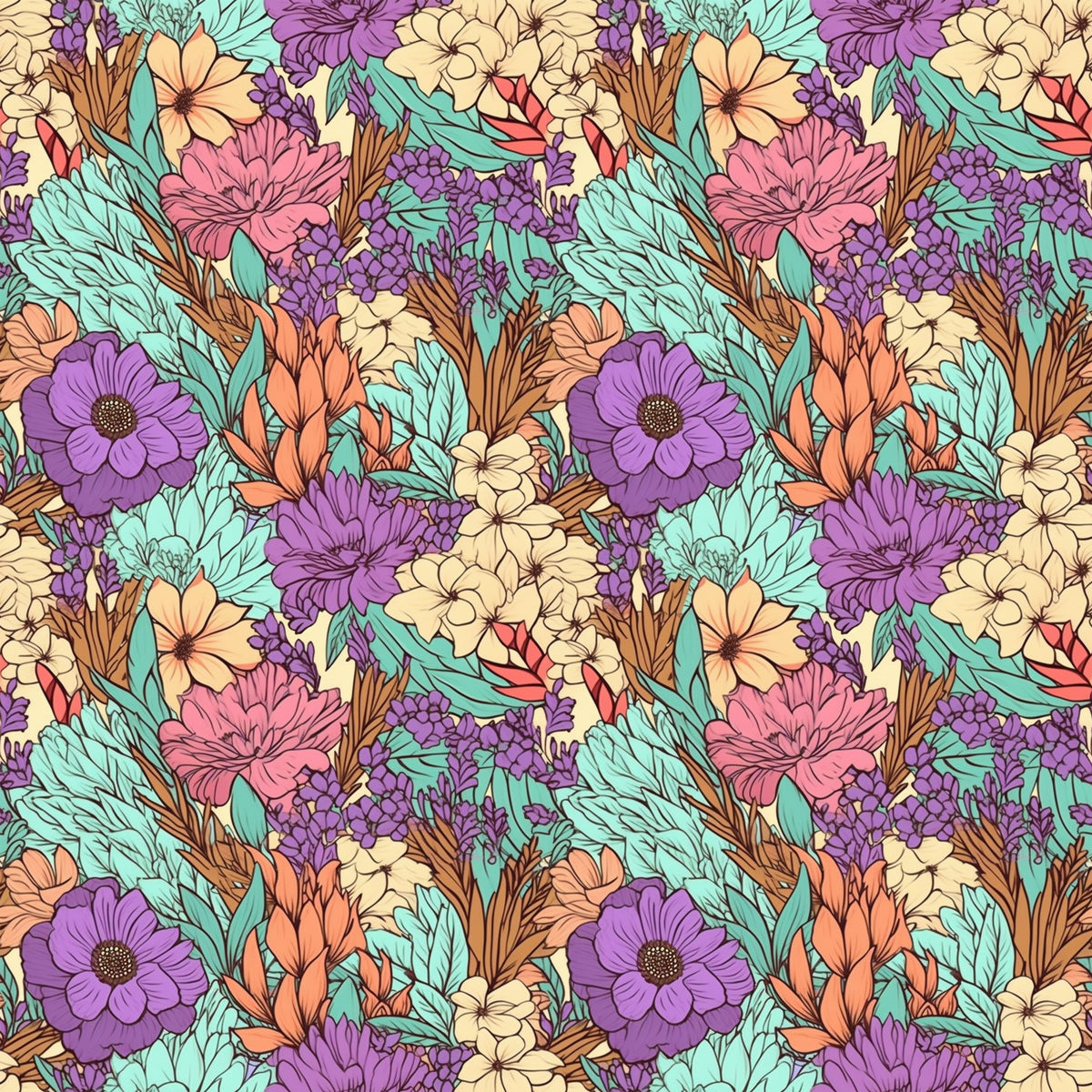Garden Blooms Pattern 5 Quilting Cotton Fabric