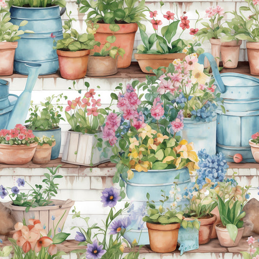Gardening Pattern 2 Quilting Cotton Fabric