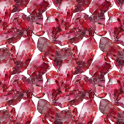 garnet, red gemstones, pink crystals, burgundy, crimson, rose pink, deep red, gemstone pattern, crystal design, geometric shapes, faceted gems, mineral pattern, quilting cotton, fabric panel, luxurious, sparkling, jewel tones, repeating pattern, realistic gemstones, elegant