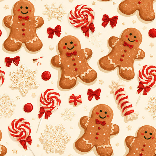 Gingerbread Holiday Cheer Pattern 12 Quilting Cotton Fabric