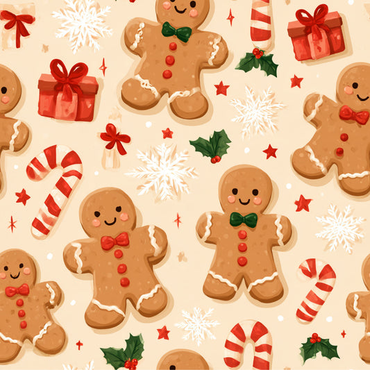 Gingerbread Holiday Cheer Pattern 13 Quilting Cotton Fabric