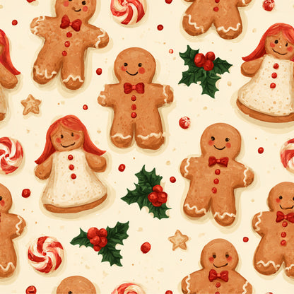 Gingerbread Holiday Cheer Pattern 16 Quilting Cotton Fabric