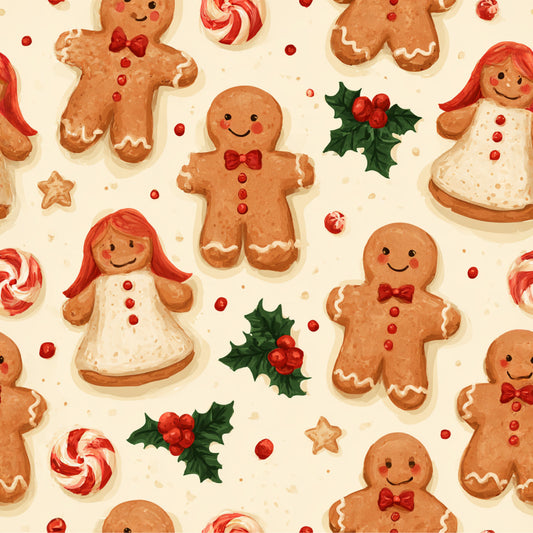 Gingerbread Holiday Cheer Pattern 16 Quilting Cotton Fabric