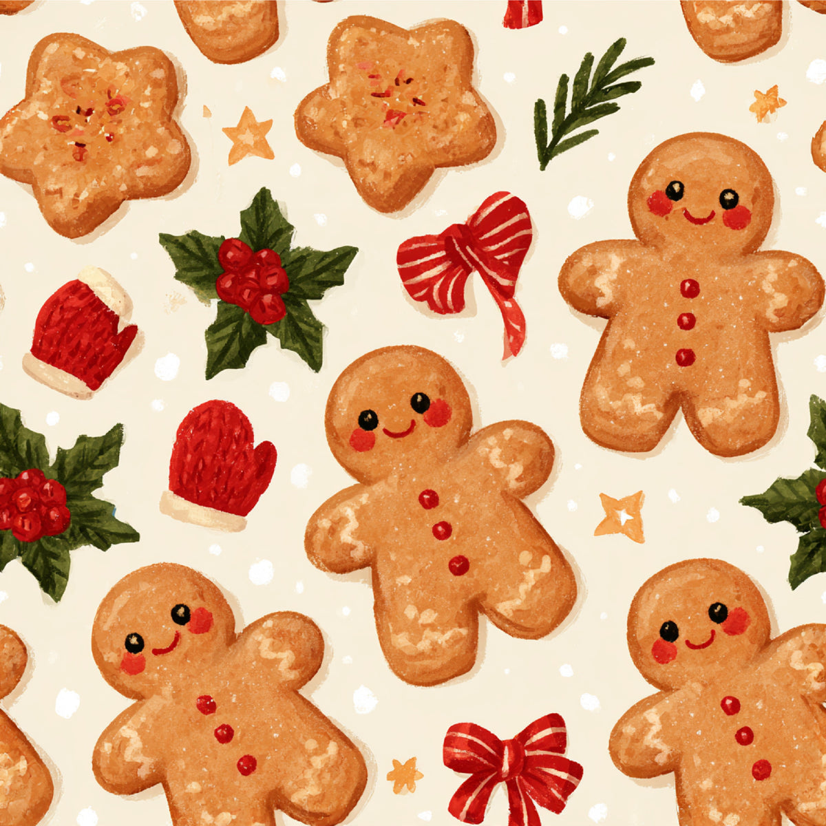 Gingerbread Holiday Cheer Pattern 18 Quilting Cotton Fabric