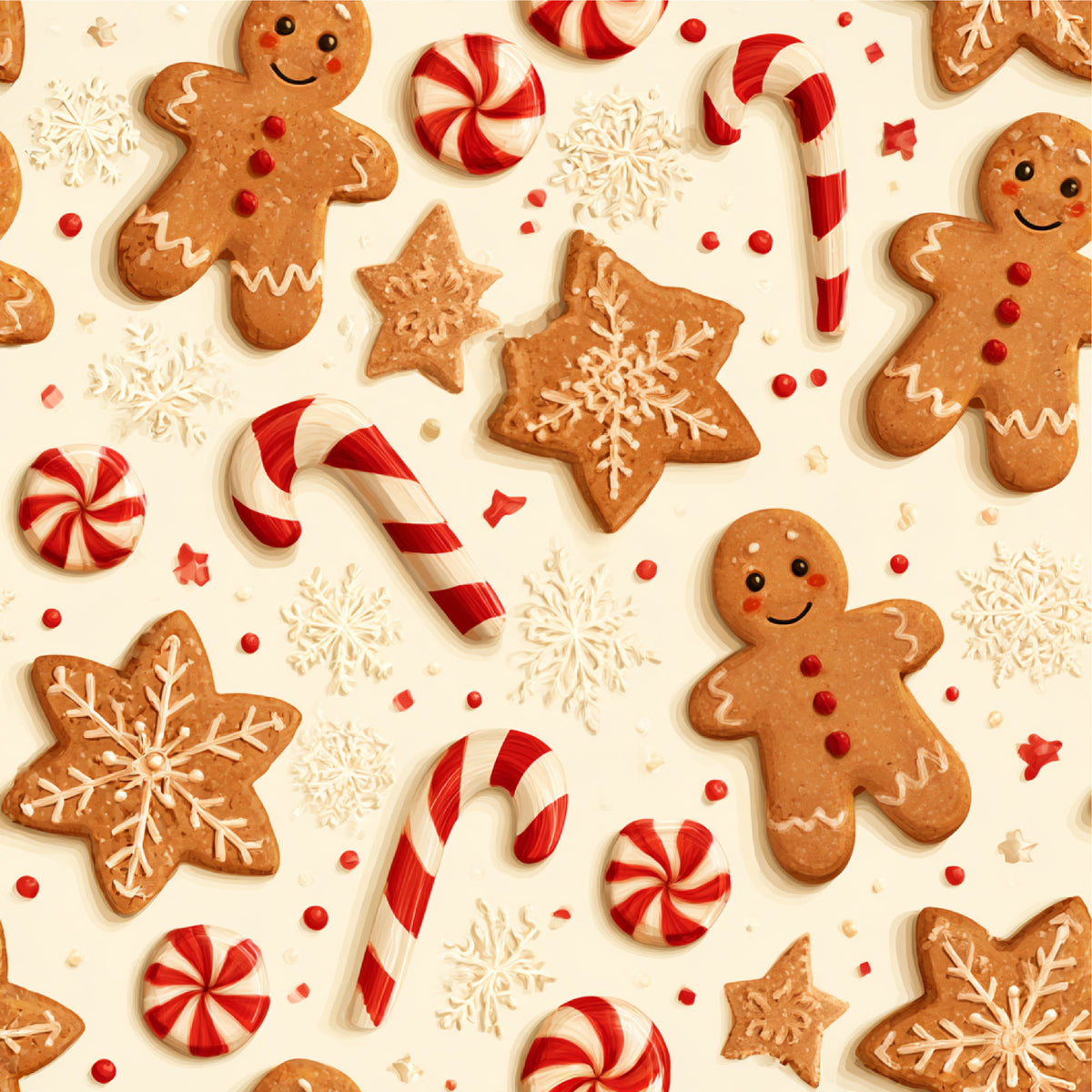 Gingerbread Holiday Cheer Pattern 4 Quilting Cotton Fabric