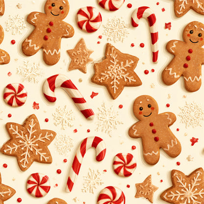 Gingerbread Holiday Cheer Pattern 4 Quilting Cotton Fabric