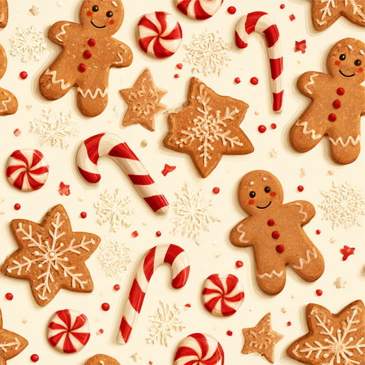 Gingerbread Holiday Cheer Pattern 4 Quilting Cotton Fabric