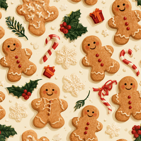 Gingerbread Holiday Cheer Pattern 5 Quilting Cotton Fabric