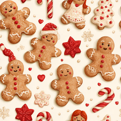 Gingerbread Holiday Cheer Pattern 6 Quilting Cotton Fabric