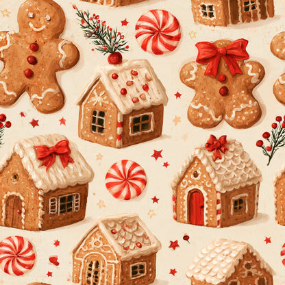 Gingerbread Holiday Cheer Pattern 7 Quilting Cotton Fabric
