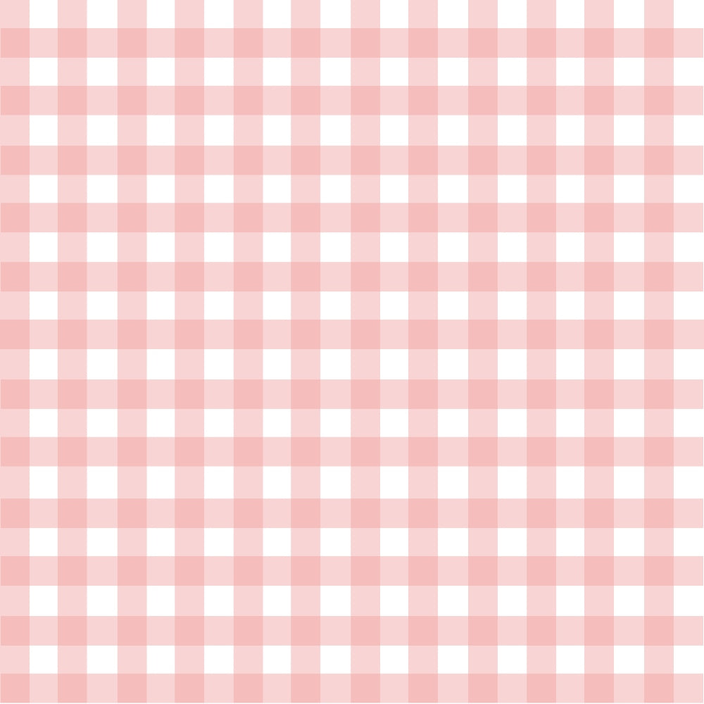 A seamless pattern of pink and white gingham checks, with evenly spaced vertical and horizontal pink lines forming a grid on a white background.
