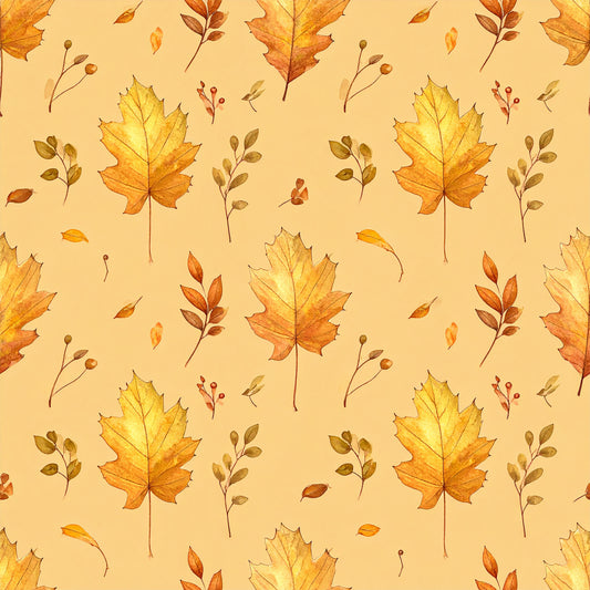 Golden Autumn Leaves Pattern 1 Quilting Cotton Fabric