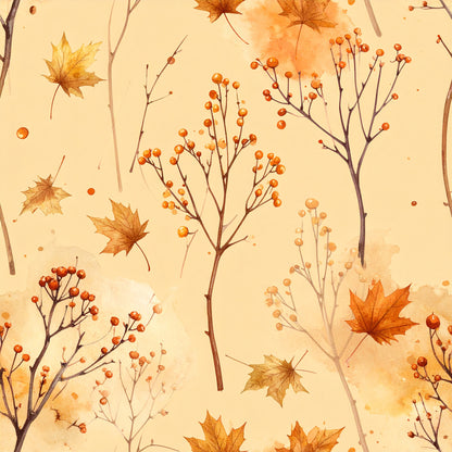 Golden Autumn Leaves Pattern 15 Quilting Cotton Fabric