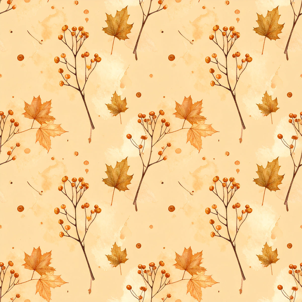 Golden Autumn Leaves Pattern 16 Quilting Cotton Fabric
