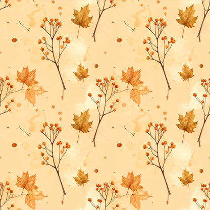 Golden Autumn Leaves Pattern 16 Quilting Cotton Fabric