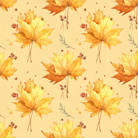 Golden Autumn Leaves Pattern 2 Quilting Cotton Fabric